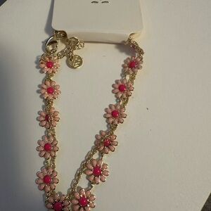 Elegant Pink and Gold Floral Bracelet